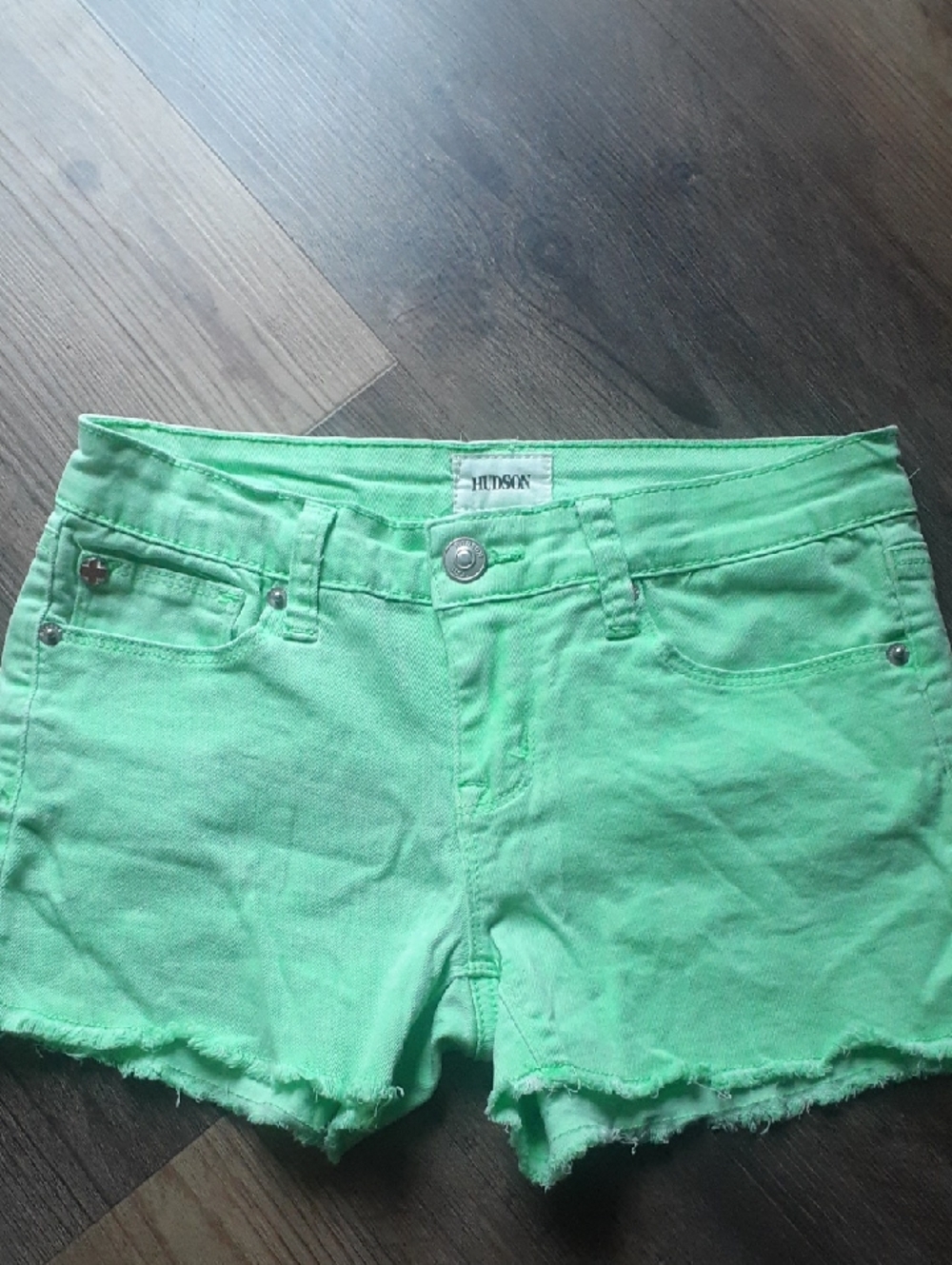 Hudson Jean Shorts Neon Green Denim Cutoff Shorts
